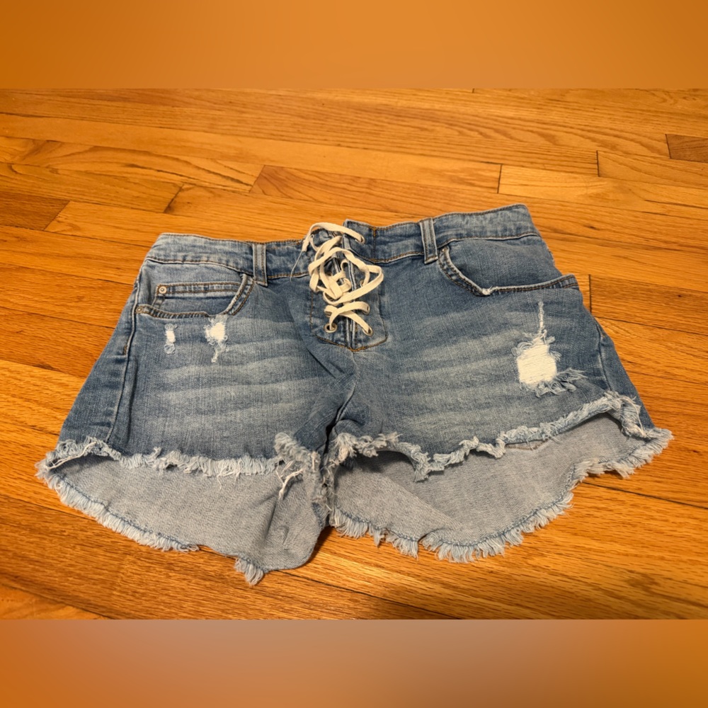 Billabong Blue Lace-Up Jean Shorts